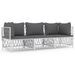 Salon de jardin avec coussins 3 pcs blanc acier - Photo n°1