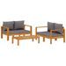 Salon de jardin avec coussins 3 pcs bois massif d'acacia - Photo n°1