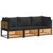 Salon de jardin avec coussins 3 pcs bois massif d'acacia - Photo n°1