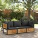 Salon de jardin avec coussins 3 pcs bois massif d'acacia - Photo n°1