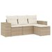 Salon de jardin avec coussins 4 pcs beige résine tressée - Photo n°1