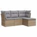 Salon de jardin avec coussins 4 pcs beige résine tressée - Photo n°1
