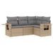 Salon de jardin avec coussins 4 pcs beige résine tressée - Photo n°1