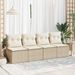 Salon de jardin avec coussins 4 pcs beige résine tressée acacia - Photo n°3