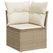 Salon de jardin avec coussins 4 pcs beige résine tressée acacia - Photo n°4