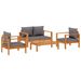 Salon de jardin avec coussins 4 pcs bois d'acacia massif - Photo n°1
