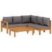 Salon de jardin avec coussins 4 pcs bois d'acacia massif - Photo n°1