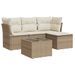 Salon de jardin avec coussins 5 pcs beige résine tressée - Photo n°1