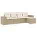 Salon de jardin avec coussins 5 pcs beige résine tressée - Photo n°1