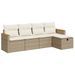 Salon de jardin avec coussins 5 pcs beige résine tressée - Photo n°1