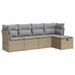 Salon de jardin avec coussins 5 pcs beige résine tressée - Photo n°1