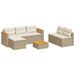 Salon de jardin avec coussins 5 pcs beige résine tressée acacia - Photo n°1