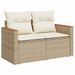 Salon de jardin avec coussins 5 pcs beige résine tressée acacia - Photo n°3