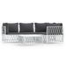 Salon de jardin avec coussins 5 pcs blanc acier - Photo n°1