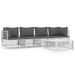 Salon de jardin avec coussins 5 pcs blanc acier - Photo n°1