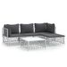 Salon de jardin avec coussins 5 pcs blanc acier - Photo n°1