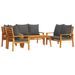 Salon de jardin avec coussins 5 pcs Bois d'acacia solide - Photo n°1