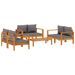 Salon de jardin avec coussins 5 pcs Bois d'acacia solide - Photo n°1