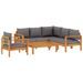 Salon de jardin avec coussins 5 pcs Bois d'acacia solide - Photo n°1