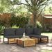 Salon de jardin avec coussins 5 pcs Bois d'acacia solide - Photo n°1