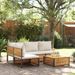 Salon de jardin avec coussins 5 pcs Bois d'acacia solide - Photo n°1