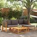 Salon de jardin avec coussins 5 pcs Bois d'acacia solide - Photo n°1