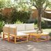 Salon de jardin avec coussins 5 pcs Bois d'acacia solide - Photo n°1