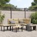 Salon de jardin avec coussins 5 pcs noir acier enduit de poudre - Photo n°1