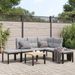 Salon de jardin avec coussins 5 pcs noir acier enduit de poudre - Photo n°1