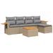 Salon de jardin avec coussins 6 pcs beige résine tressée - Photo n°1