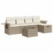 Salon de jardin avec coussins 6 pcs beige résine tressée - Photo n°1