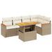 Salon de jardin avec coussins 6 pcs beige résine tressée - Photo n°1