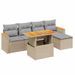 Salon de jardin avec coussins 6 pcs beige résine tressée - Photo n°1