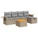 Salon de jardin avec coussins 6 pcs beige résine tressée - Photo n°1
