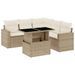 Salon de jardin avec coussins 6 pcs beige résine tressée - Photo n°1
