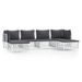 Salon de jardin avec coussins 6 pcs blanc acier - Photo n°1