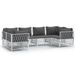 Salon de jardin avec coussins 6 pcs blanc acier - Photo n°1