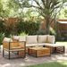 Salon de jardin avec coussins 6 pcs bois d'acacia solide - Photo n°1