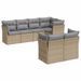 Salon de jardin avec coussins 7 pcs beige résine tressée - Photo n°1