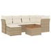 Salon de jardin avec coussins 7 pcs beige résine tressée - Photo n°1