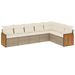Salon de jardin avec coussins 7 pcs beige résine tressée - Photo n°1