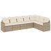 Salon de jardin avec coussins 7 pcs beige résine tressée - Photo n°1