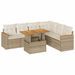 Salon de jardin avec coussins 7 pcs beige résine tressée acacia - Photo n°1