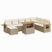Salon de jardin avec coussins 7 pcs beige résine tressée acacia - Photo n°1