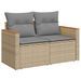 Salon de jardin avec coussins 7 pcs beige résine tressée acacia - Photo n°3