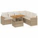 Salon de jardin avec coussins 7 pcs beige résine tressée acacia - Photo n°2