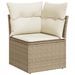 Salon de jardin avec coussins 7 pcs beige résine tressée acacia - Photo n°4