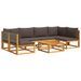 Salon de jardin avec coussins 7 pcs bois massif d'acacia - Photo n°1