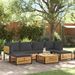 Salon de jardin avec coussins 7 pcs bois massif d'acacia - Photo n°1