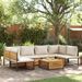 Salon de jardin avec coussins 7 pcs bois massif d'acacia - Photo n°1